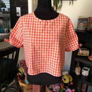 SHEIN Orange/white gingham shirt